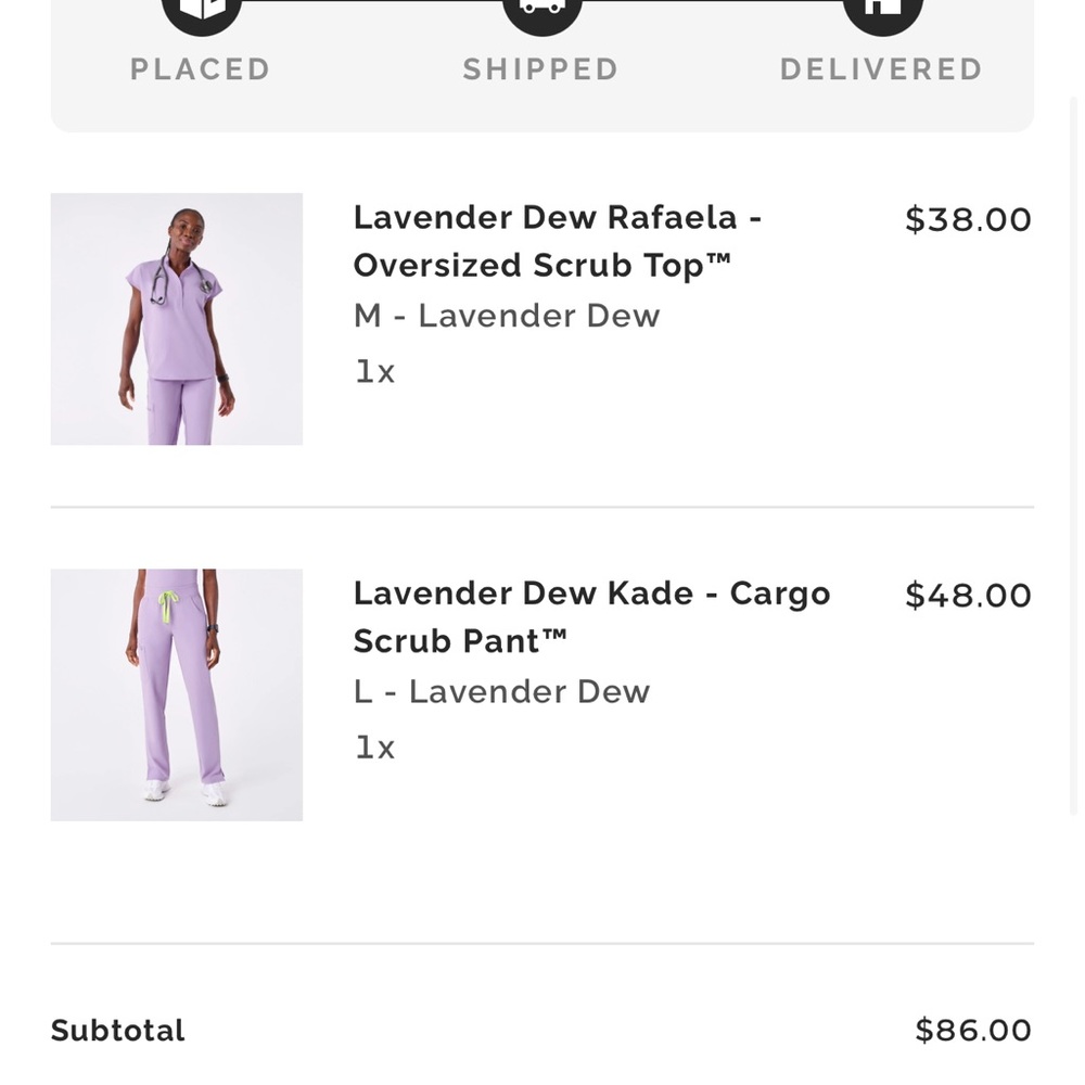 Figs Large Lavender Dew Cargo Pants and M Rafaela Top